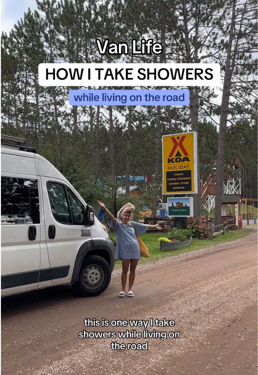 @livingwithsarah — One way I take showers when living in a van! 🚿 #vanlife #rvlife #solotravel #vanshower 