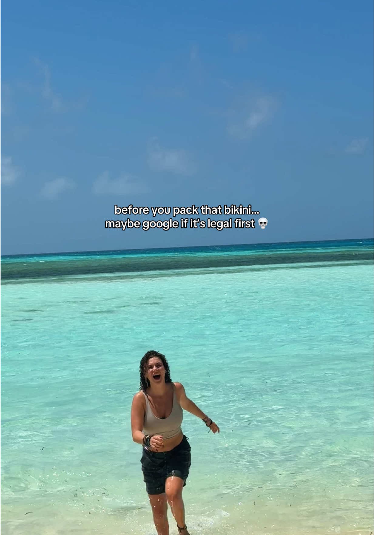 @travelingwithtals — did you know wearing a bikini on most beaches here is actually illegal? yep, it’s true 😳 in the maldives, wearing a bikini is banned on most local beaches - only resort islands or specific “bikini be
