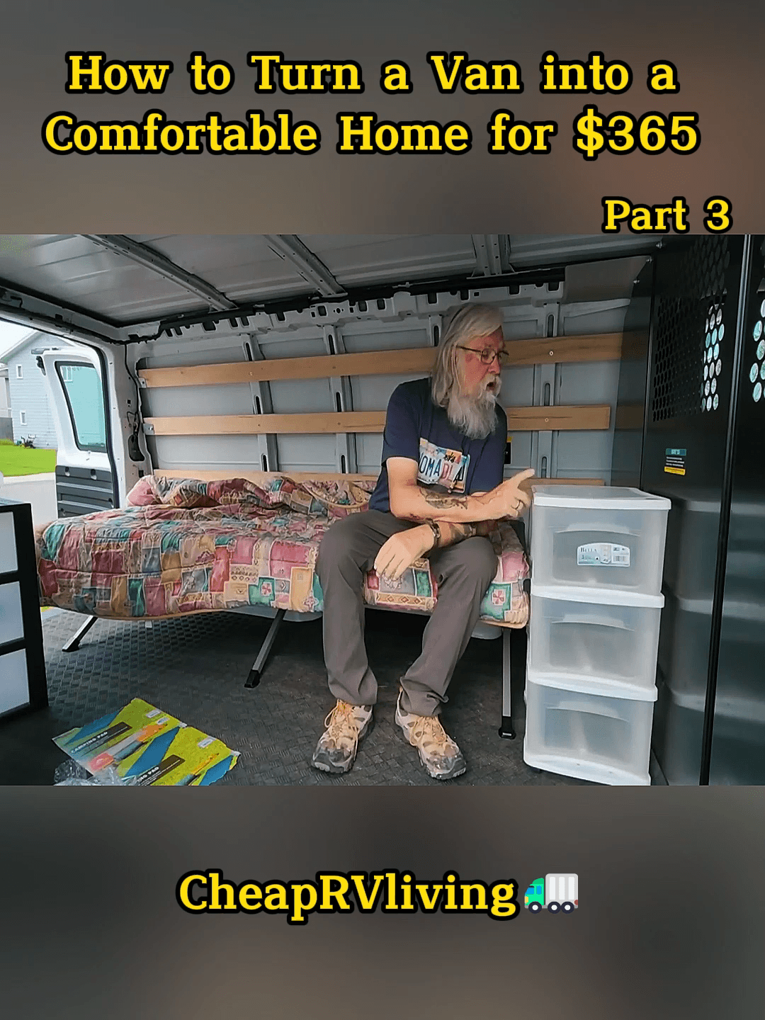 @cheaprvliving.us — How to Turn a Van into a Comfortable Home for $365 _ No-Build Van Life-Part 3#Truck #Van #vanlife #living #travel #vlog #nomadic #rewiew #fyp #foryoupage❤️❤️