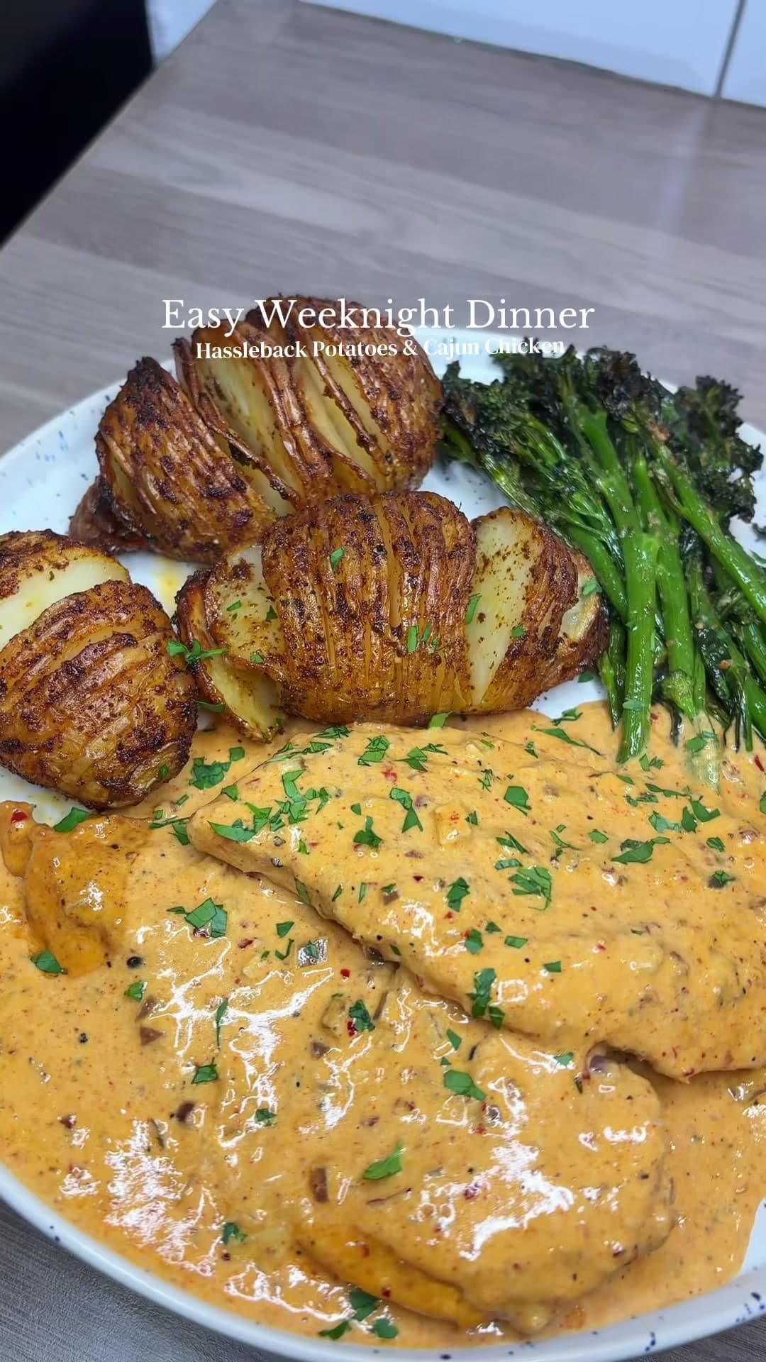 @on_todays_bake — Hassle back potatoes with creamy Cajun chicken and airfried brocollini . Easy, healthy comfort meal 