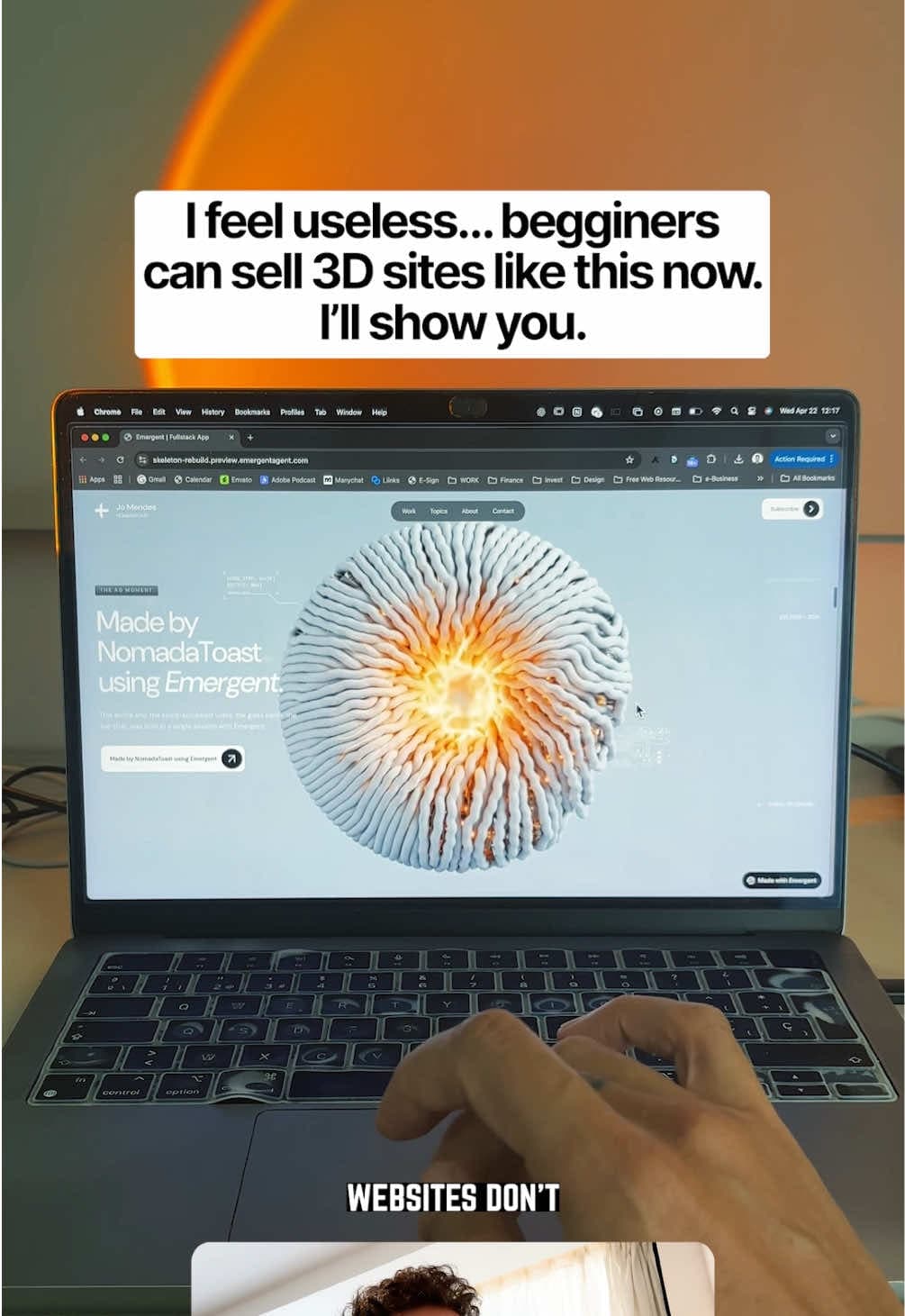 @nomadatoast — create 3D-like website animations from simple videos using Emergent and Claude skills, turning prompts into interactive parallax sites you can generate, customize and launch without coding in just a f
