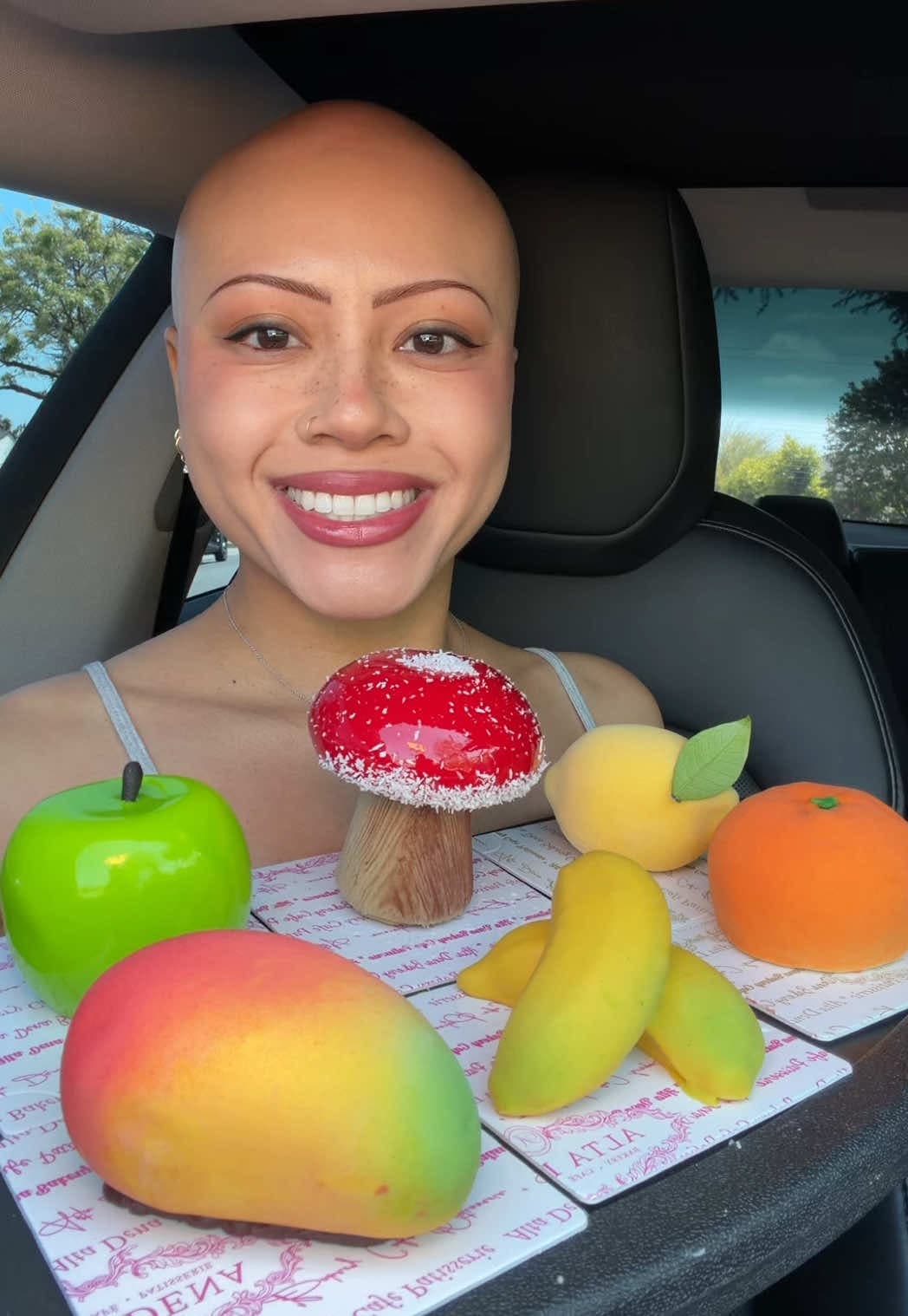 @janemukbangs — Trying beautiful desserts in LA! 🍊🥭🍌🍄🍋🍏 ( Location: Altadena Bakery ) 