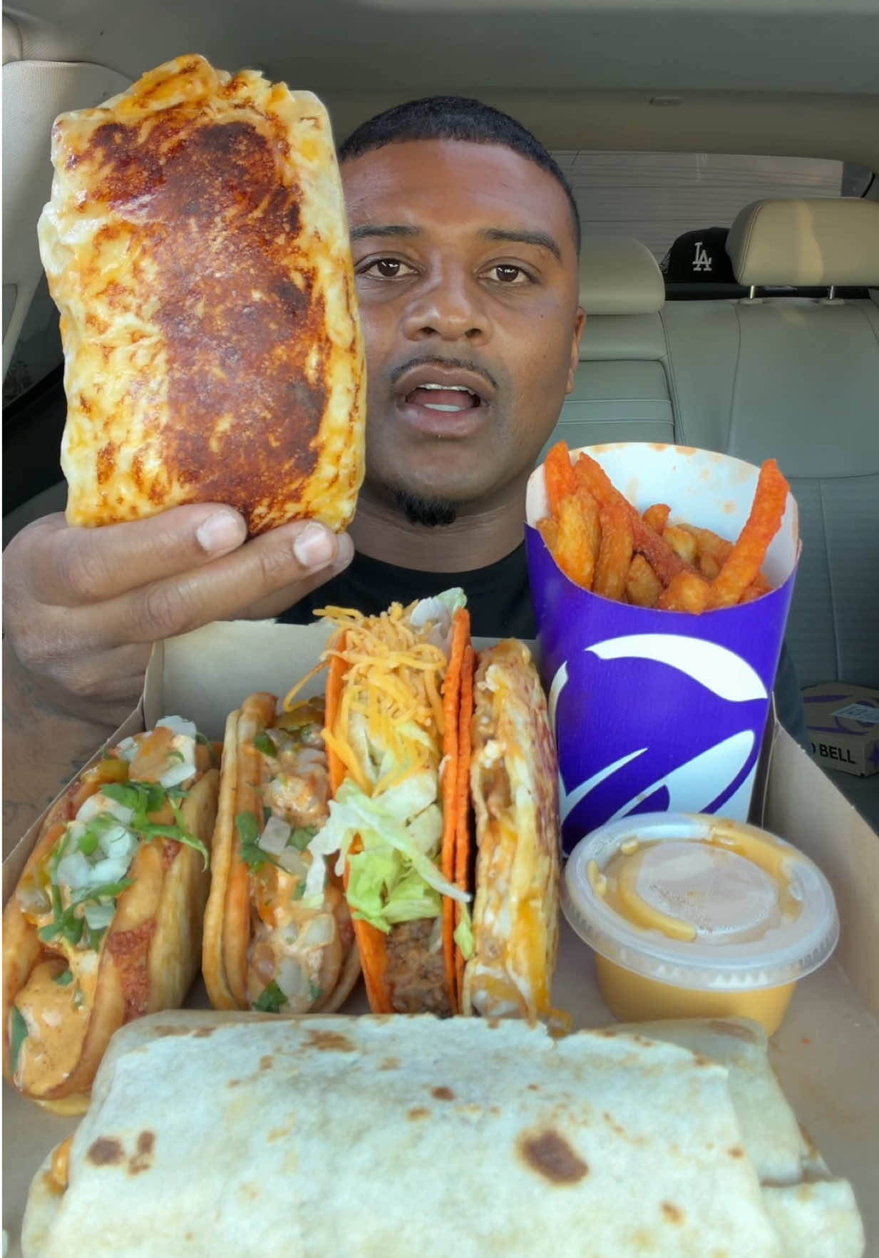 @shawnfoodreviews7 — Trying taco bell new steak fajita street chalupas 🌮 #Foodie #fyp #burrito #mukbang #tacobell 