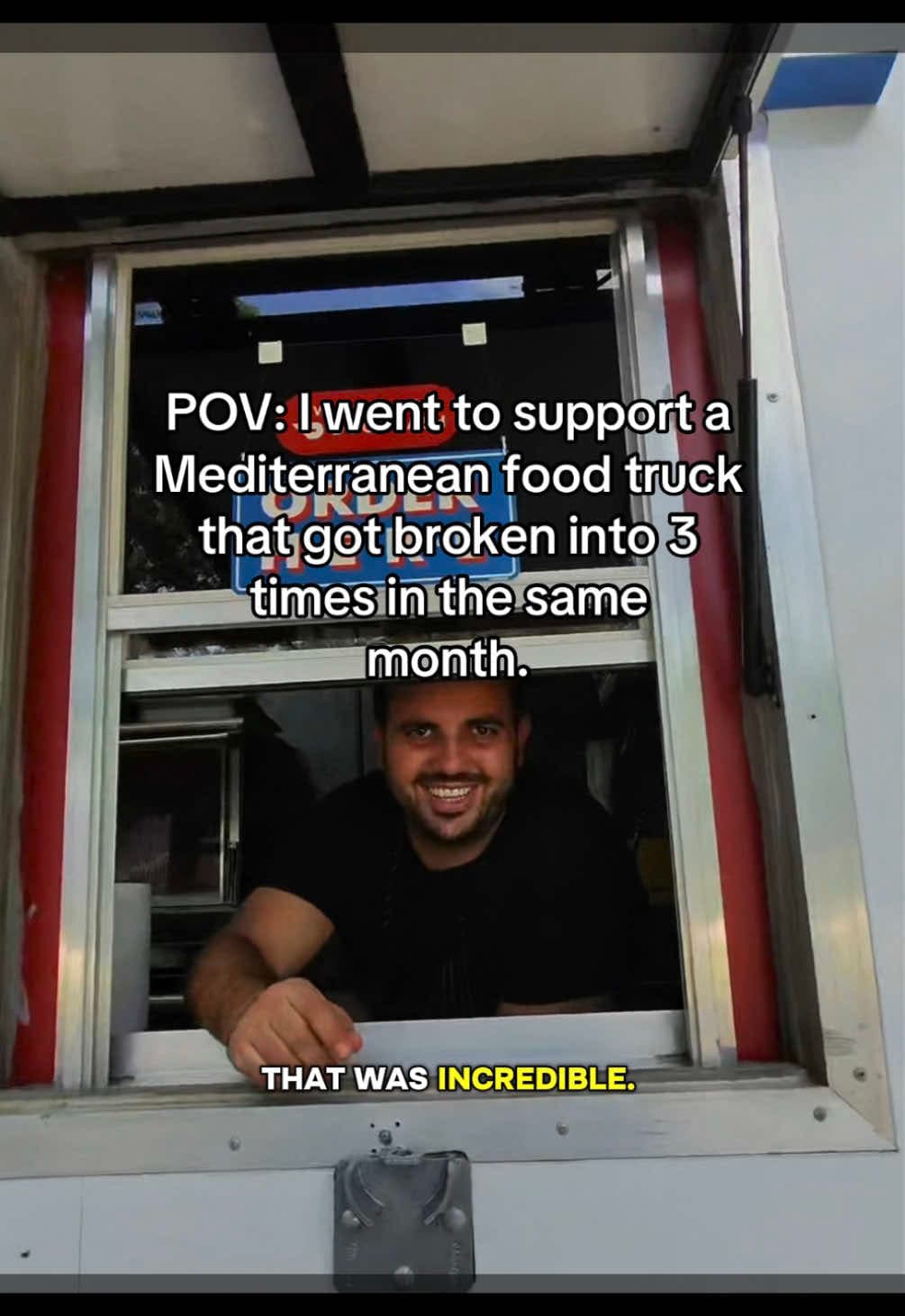 @samspov_1 — I stopped by this Mediterranean food truck and started talking to the owners. They told me they’d been broken into three times in the same month. Even after all that, they keep showing up every day an