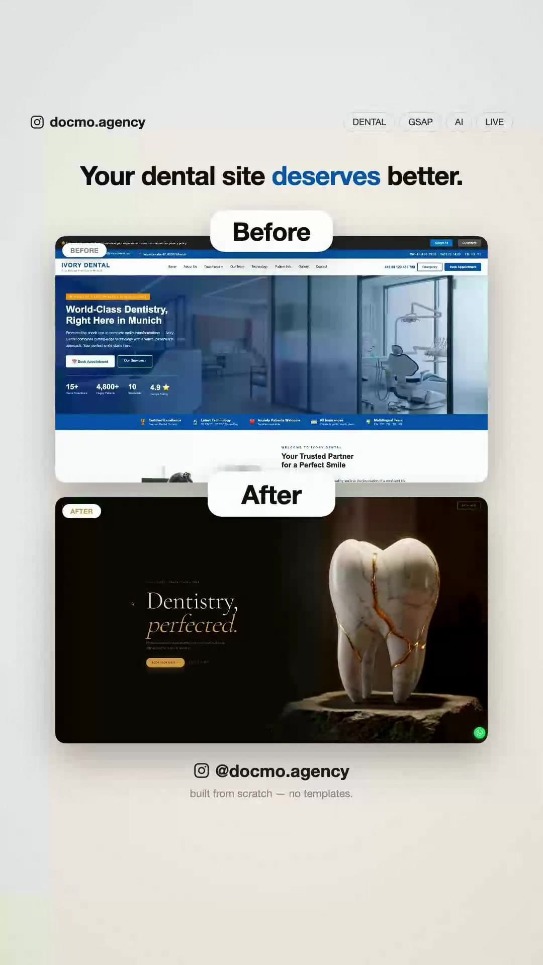 @docmo.agency — Your dental website is losing you patients. We fix that.