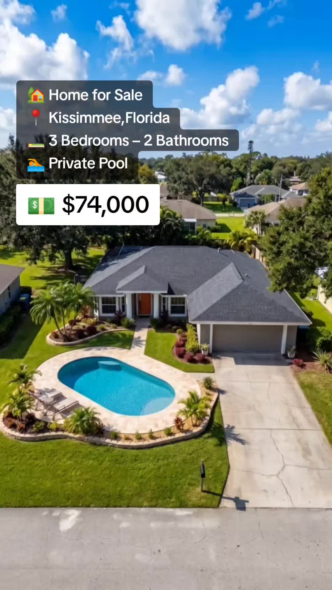 @elise.more — 🏡 Beautiful 3-bedroom home in Florida with a private screened-in pool and a spacious backyard. Enjoy bright open living spaces, a two-car garage, and the perfect outdoor area for relaxing with family