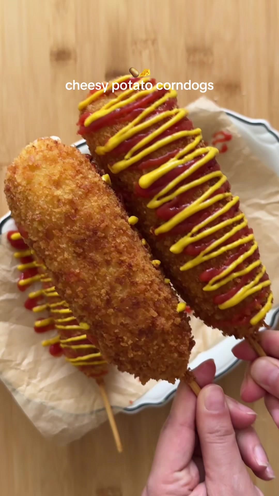 @gisellecooks_ — cheesy potato corndogs🌭🥔