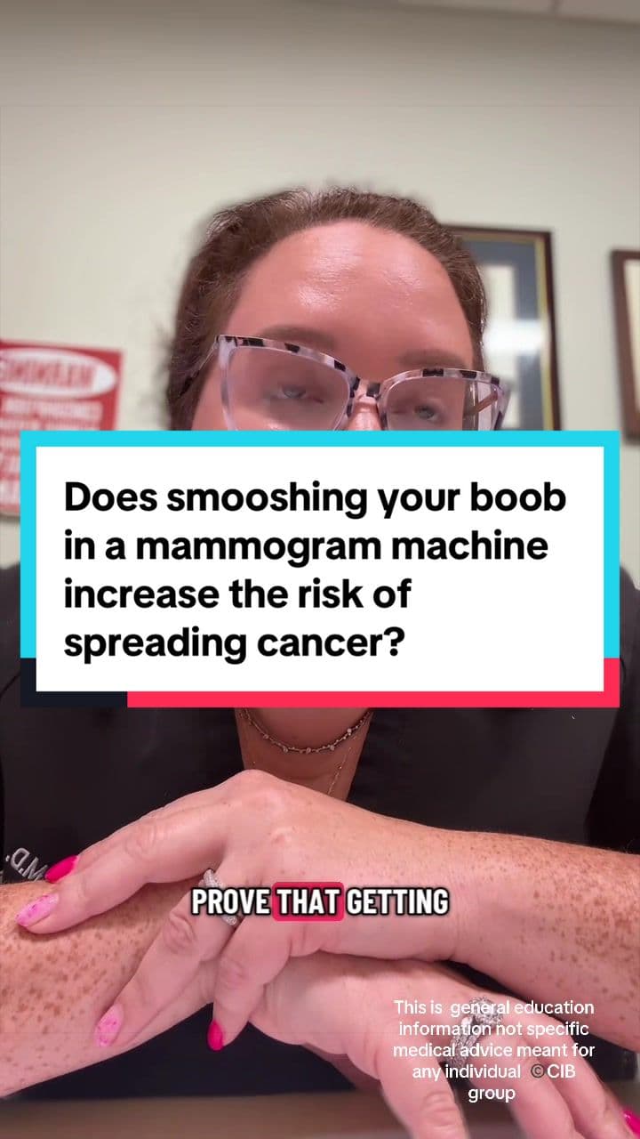 @thevagdoc — I know you don’t like to get mammograms because of the discomfort. But the number of times that I’ve been asked if mammograms spread cancer based on your boob getting smooshed is crazy! So here’s the 