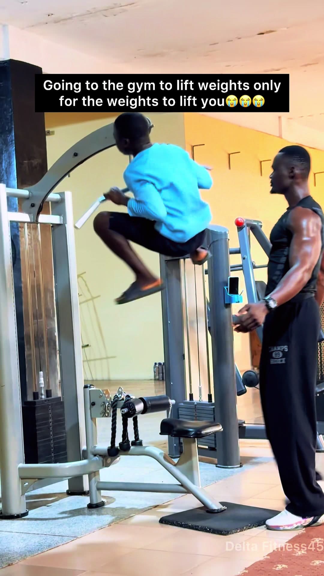 @deltafitness45 — Going to the gym to lift weights only for the weights to lift you😭😭😭 #deltafitness45 #gymtok #gymhumor #gymbros #gymmotivation 
