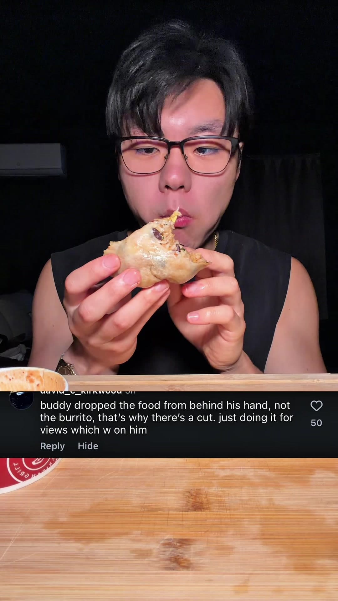 @thatbigbackkyle — it’s 2am and this comment irked me #mukbang #food #chipotle #burrito 