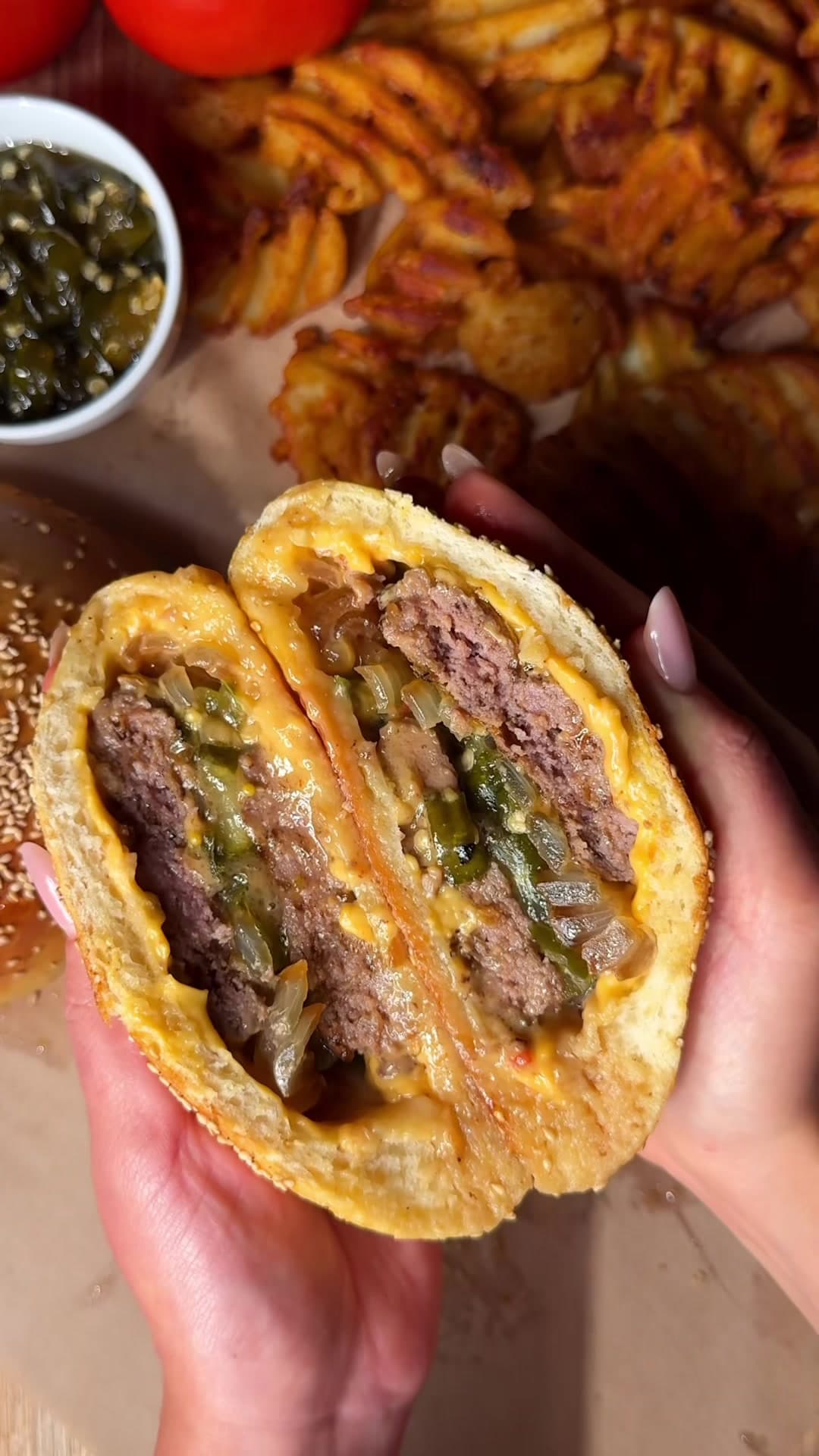 @bymesika — Burger-Stuffed Buns 🍔✨