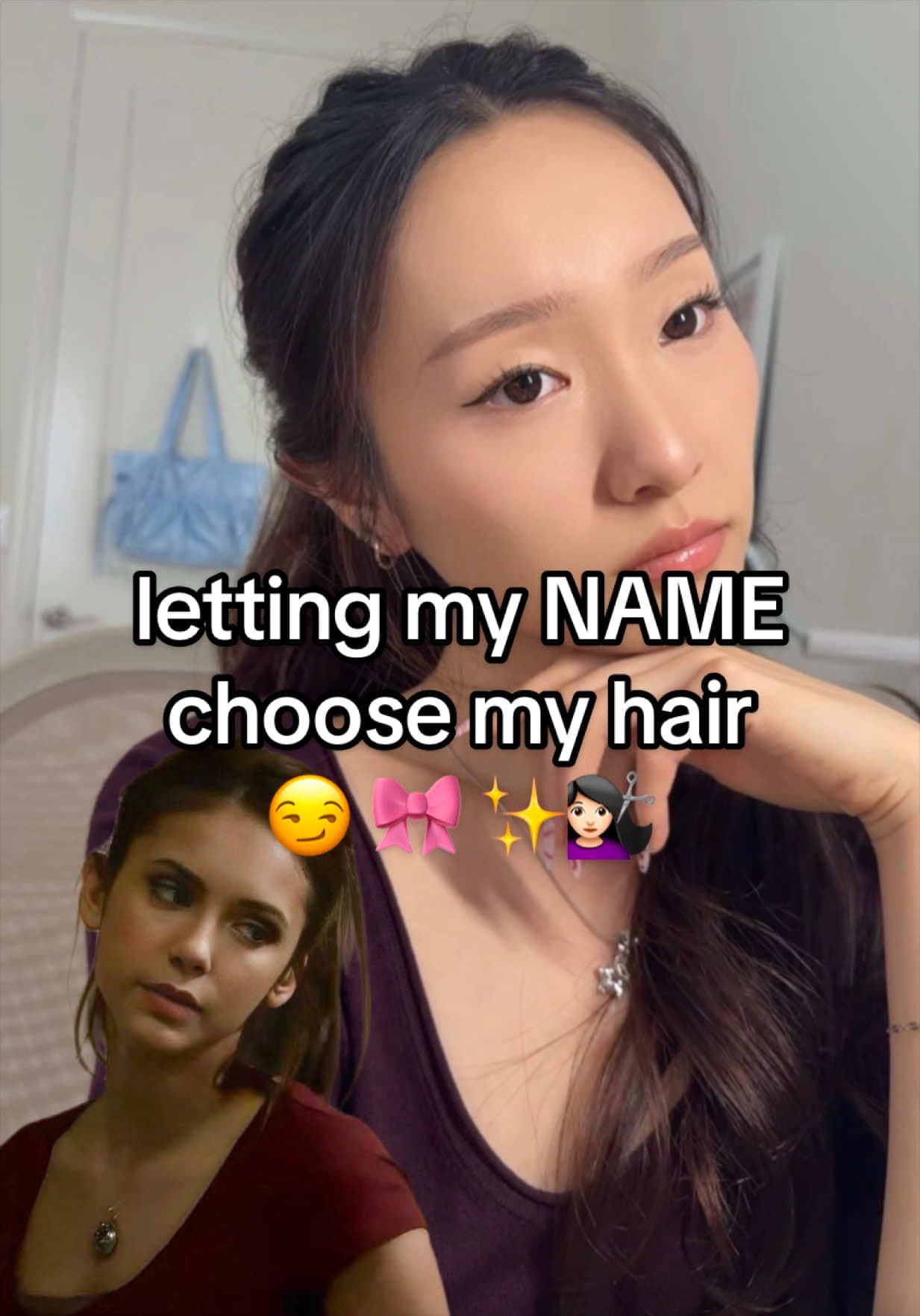 @alenayuann — LETTING MY NAME CHOOSE MY HAIRSTYLE!! if you don’t know what hair to do for school or work just try this 😏✨ #hairstyle #myname #elenagilbert #hairtok 