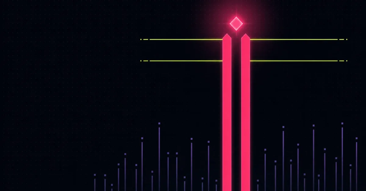 Two pink bars tower past a pair of lime threshold lines to ignite a bright diamond, while dozens of short bars fall short
